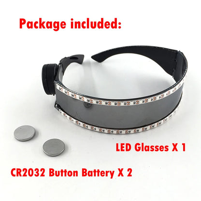 LED Visor Glasses – Light Up Cyberpunk Sunglasses for New Year, Robot Cosplay, and Parties