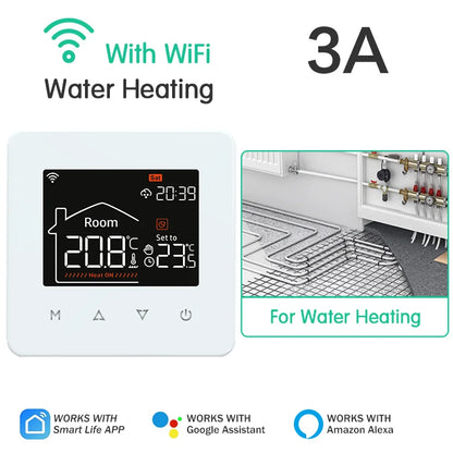 Tuya Smart Thermostat for Electric & Water Floor Heating, Gas Boiler WiFi Temperature Remote Controller – Works with Google & Alexa