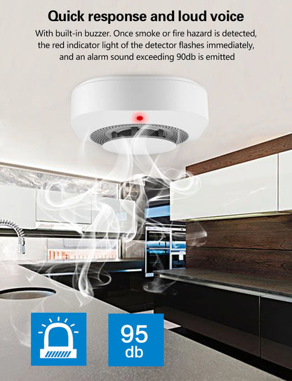 Tuya ZigBee WiFi Smoke Detector Sensor – 80DB Alarm, Fire Protection