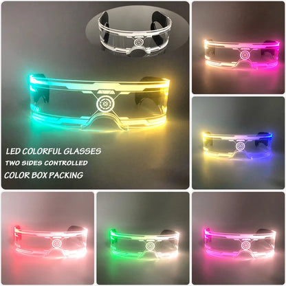 LED Visor Glasses – Light Up Cyberpunk Sunglasses for New Year, Robot Cosplay, and Parties