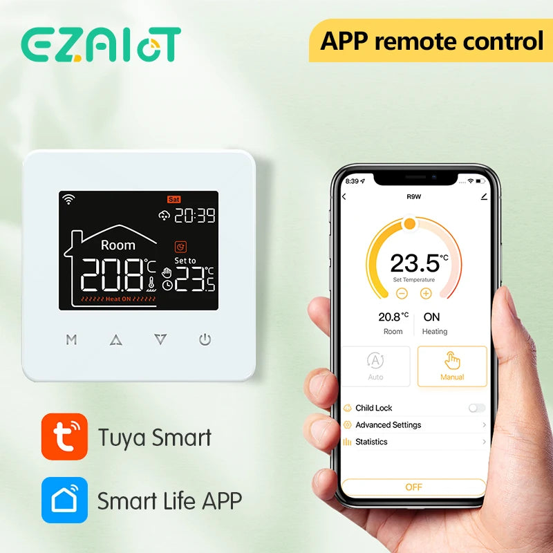 Tuya Smart Thermostat for Electric & Water Floor Heating, Gas Boiler WiFi Temperature Remote Controller – Works with Google & Alexa