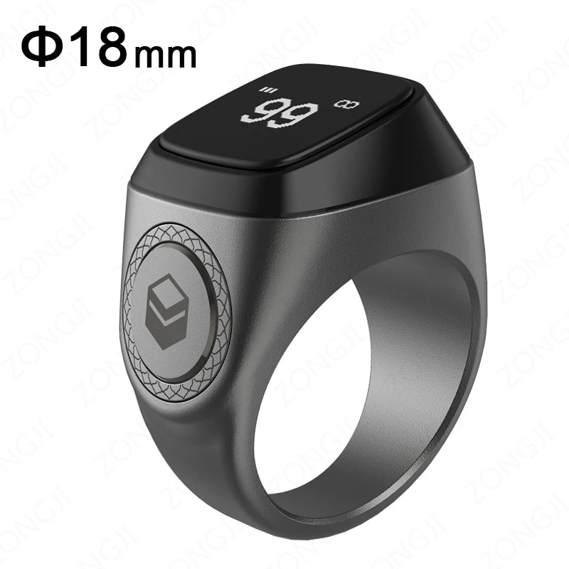 IQibla M02 Metal Alloy Tasbih Smart Ring for Muslims Tasbeeh Digital Zikr Counter 5 Prayer Time Reminder Bluetooth Waterproof