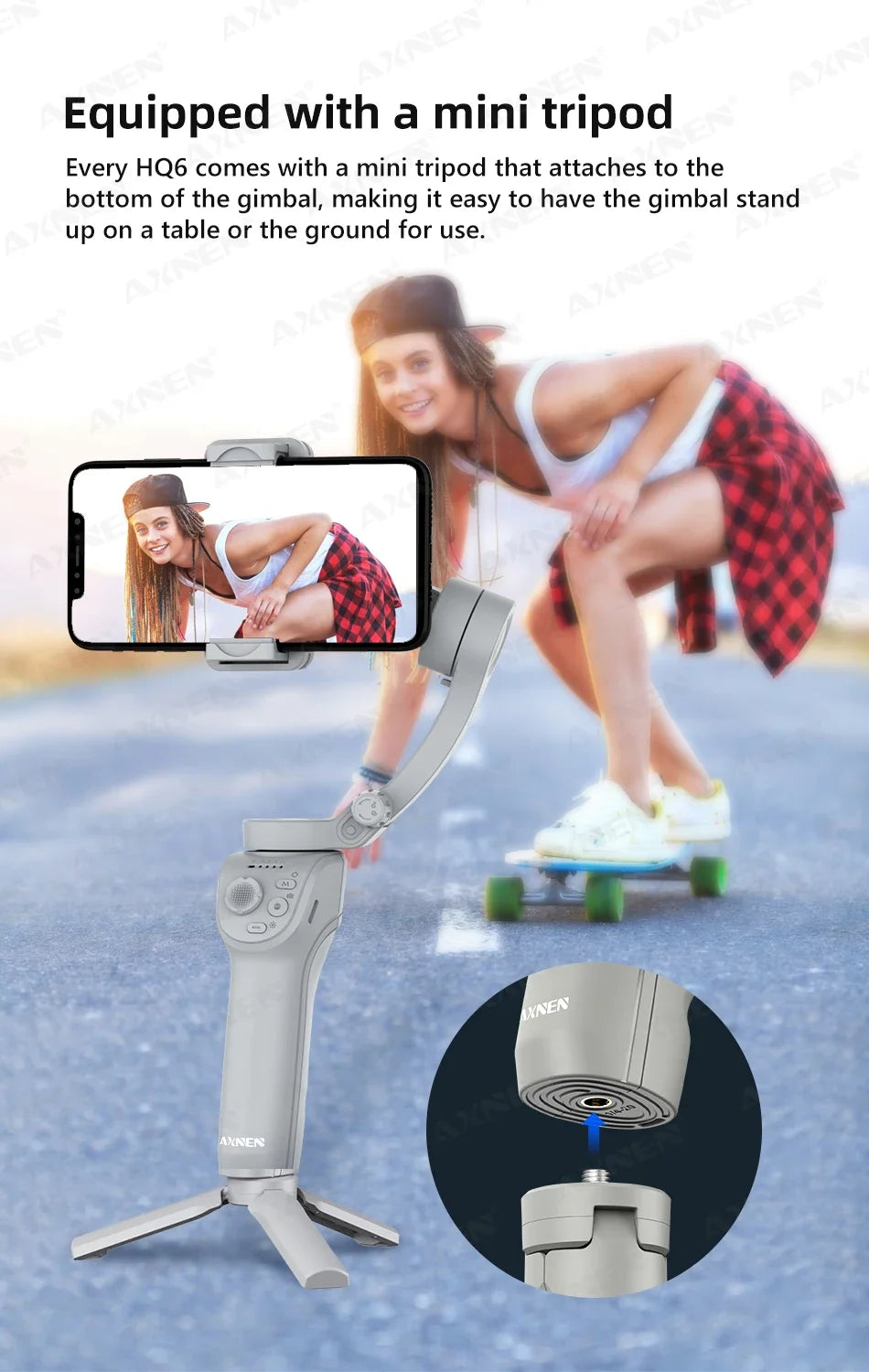 AXNEN Smart 3-Axis Handheld Gimbal Stabilizer for Smartphone with Fill Light for iPhone, Android, Face Tracking, TikTok Vlog Kit