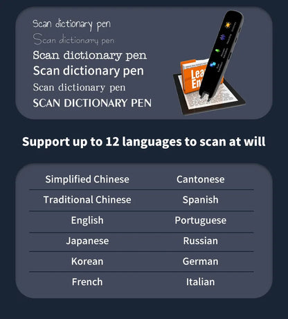 Offline Translation Pen for Teacher-Student Dictionary, English Intelligent Scanning Point Reading, 123 Languages Translator Pen