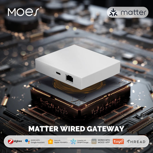 MOES Tuya Zigbee Matter Thread Gateway – Smart Home Bridge with Voice Control (Siri, HomeKit, Alexa, Google)