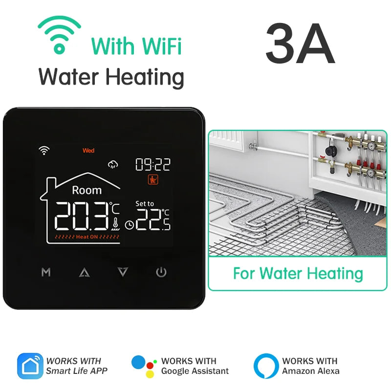 Tuya Smart Thermostat for Electric & Water Floor Heating, Gas Boiler WiFi Temperature Remote Controller – Works with Google & Alexa