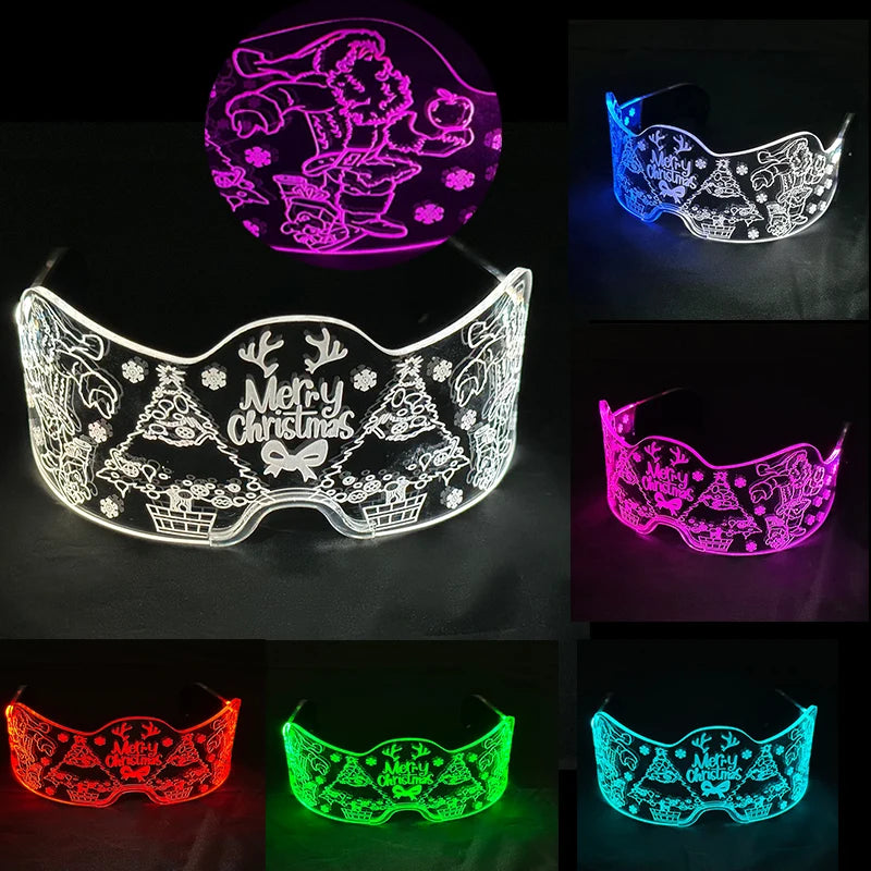 LED Visor Glasses – Light Up Cyberpunk Sunglasses for New Year, Robot Cosplay, and Parties