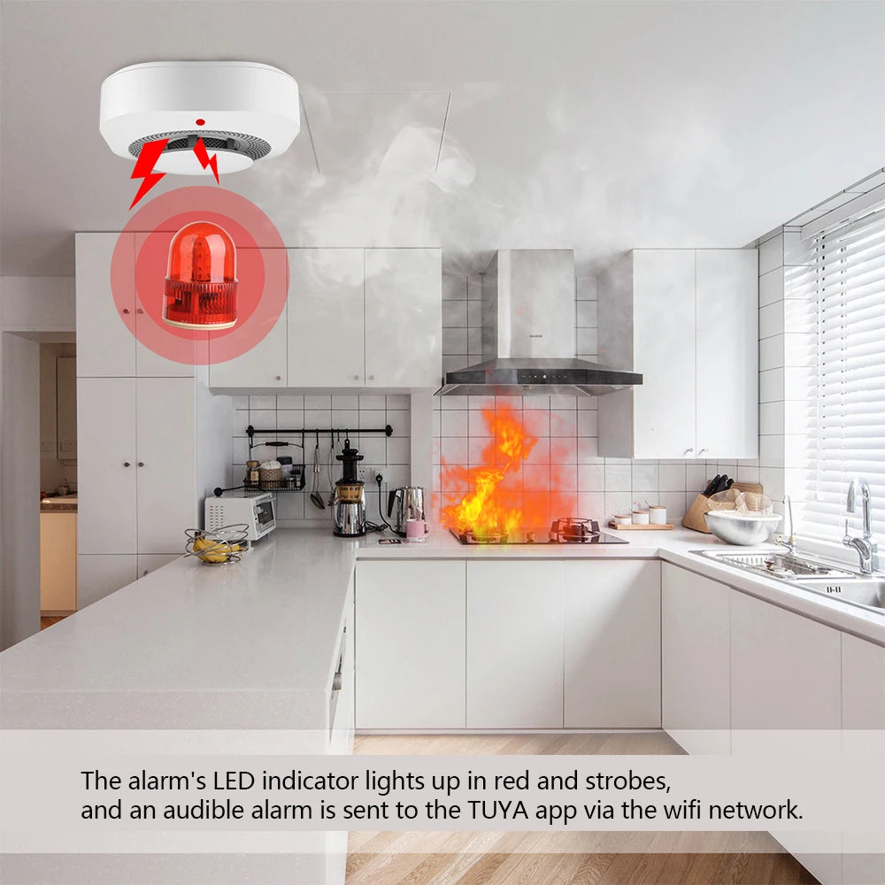 Tuya ZigBee WiFi Smoke Detector Sensor – 80DB Alarm, Fire Protection