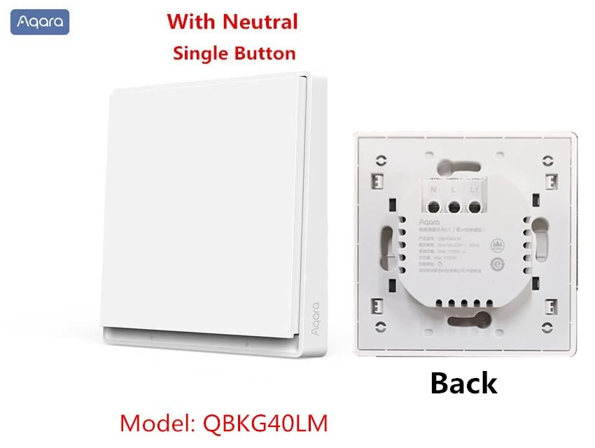 Aqara Smart Wall Switch E1 ZigBee 3.0 Smart Home Wireless Key Light Switch with Fire Wire