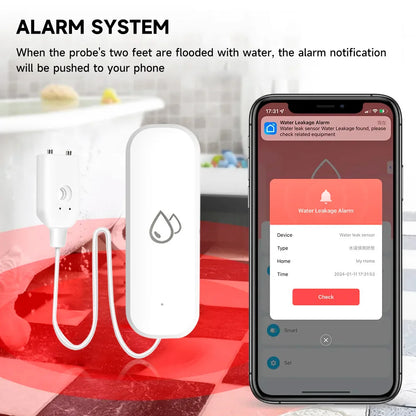 Tuya WiFi/ZigBee Water Sensor – Leakage Alarm, Flood Leak Detector for Smart Home Protection