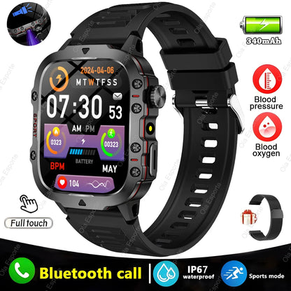 2025 Military Smart Watch for Men | IP68 Waterproof, 1.81" Screen, Fitness Tracker, BT Call, Outdoor Sports