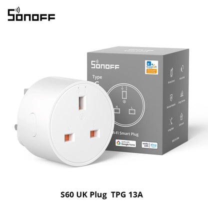 SONOFF iPlug S60 EU/UK Wi-Fi Smart Socket Overload Protection Timer Smart Scene Remote Control via eWeLink Alexa Google IFTTT