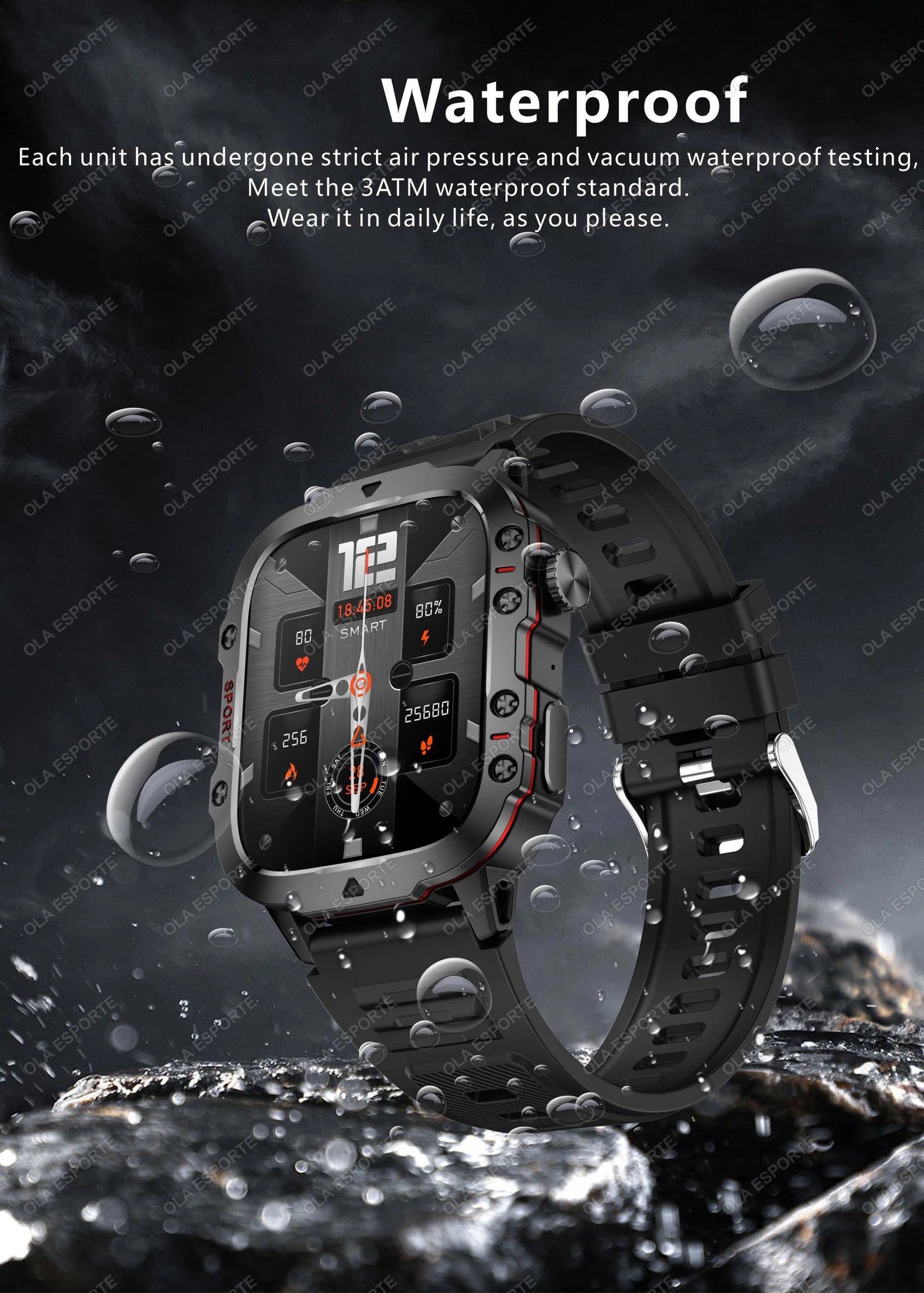 2025 Military Smart Watch for Men | IP68 Waterproof, 1.81" Screen, Fitness Tracker, BT Call, Outdoor Sports