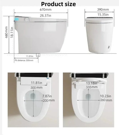 Smart Toilet with Bidet, Heated Seat, Auto Flush, Foot Sensor, and Remote Control