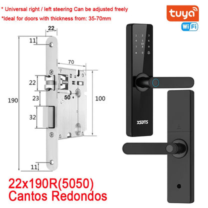 Tuya WiFi Electronic Smart Door Lock – Biometric Fingerprint, Smart Card, Password, Key Unlock & USB Emergency Charge