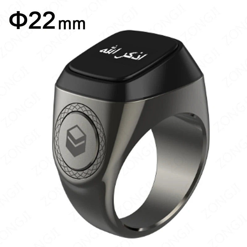 IQibla M02 Metal Alloy Tasbih Smart Ring for Muslims Tasbeeh Digital Zikr Counter 5 Prayer Time Reminder Bluetooth Waterproof