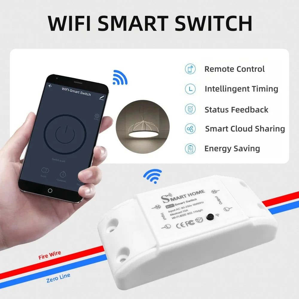 Smart Home WiFi Wireless Remote Switch Breaker with LED Light Control, Works with Alexa, Google Home, Tuya SmartLife App