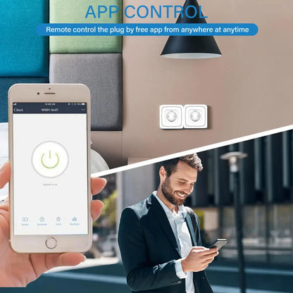 Aubess Tuya WiFi Smart Plug with Power Monitor - EU Wireless Socket, Timing Function, Voice Control via Alexa and Google Home