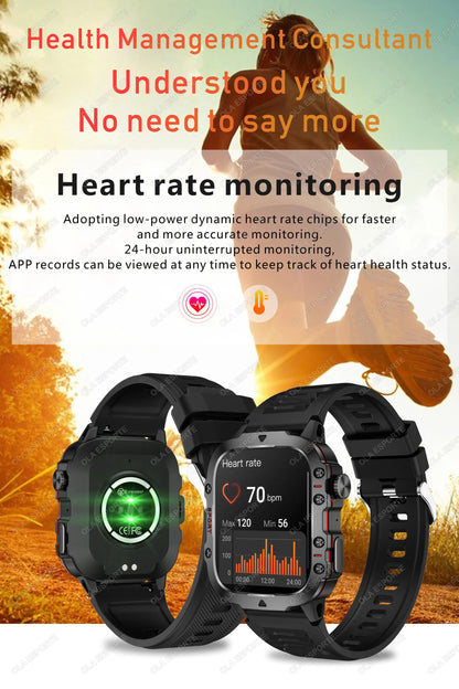 2025 Military Smart Watch for Men | IP68 Waterproof, 1.81" Screen, Fitness Tracker, BT Call, Outdoor Sports