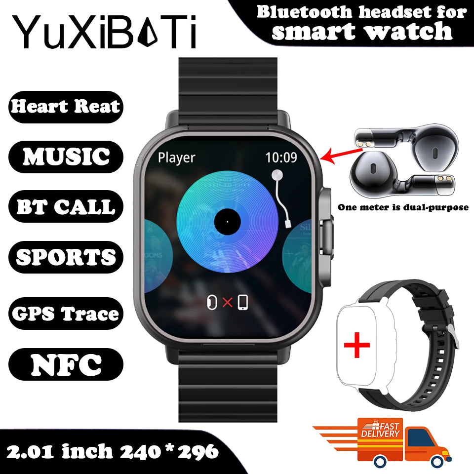 2024 2-in-1 Smart Watch with Earphone | Bluetooth Call, GPS, Heart Rate Monitor & Music Playback