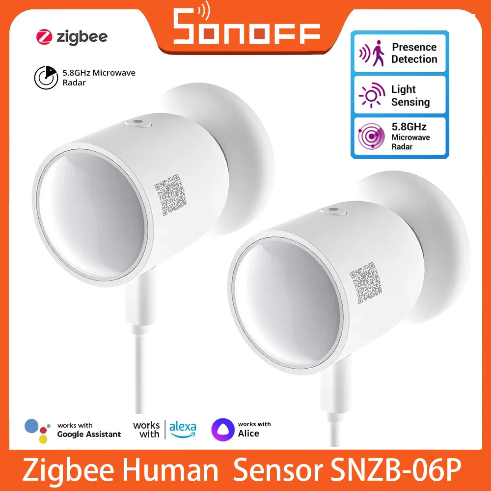 SONOFF SNZB-06P Zigbee Human Presence Sensor – 5.8GHz Microwave Radar, Smart Home Automation