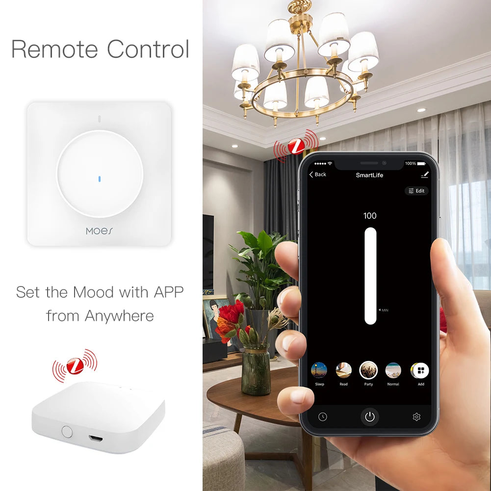 مفتاح تعتيم الإضاءة الذكي الجديد ZigBee دوار/لمسي يعمل مع تطبيق Smart Life/Tuya للتحكم عن بعد ويعمل مع Alexa ومساعدي Google Voice في الاتحاد الأوروبي