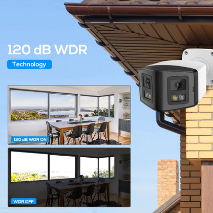 VIKYLIN 180° Panoramic View 4MP Dual-Lens PoE Security IP Camera CCTV Home Outdoor Video Surveillance