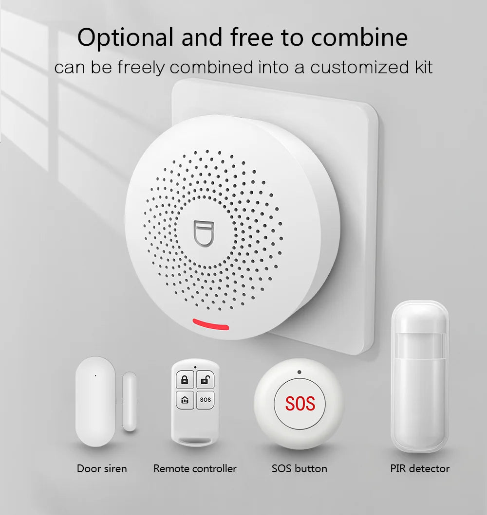 Tuya WiFi Door Alarm System – Wireless Smart Home Security with Siren, Door/Window Sensor, and Remote Control