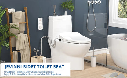 Bidet Toilet Seat – Round Smart Toilet Seat with Wireless Remote, Adjustable Heated Seat, Warm Water & Air Dryer