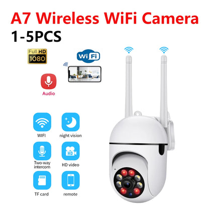 A7 Wireless 2.4G WiFi Security Camera – 2MP Night Vision Mini Camera with Two-Way Audio & 360° Viewing Angle