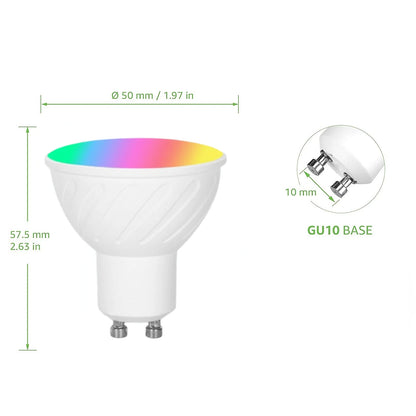 لمبات إضاءة ذكية GU10 تعمل بتقنية WiFi بقوة 5 وات، RGB+CW LED، تعمل مع Apple HomeKit وAlexa وGoogle Assistant