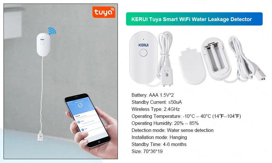 KERUI W202 Home Security Alarm Kit – WiFi GSM Alarm System, Tuya Smart Home, Door Sensor, Motion Detector, Protection, Remote Control