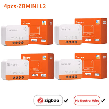 مفتاح SONOFF Mini R4/ZBMINI L2 الذكي Zigbee/Wi-Fi – تحكم ثنائي الاتجاه للمنزل الذكي، يعمل مع Alexa وGoogle Home وYandex Alice