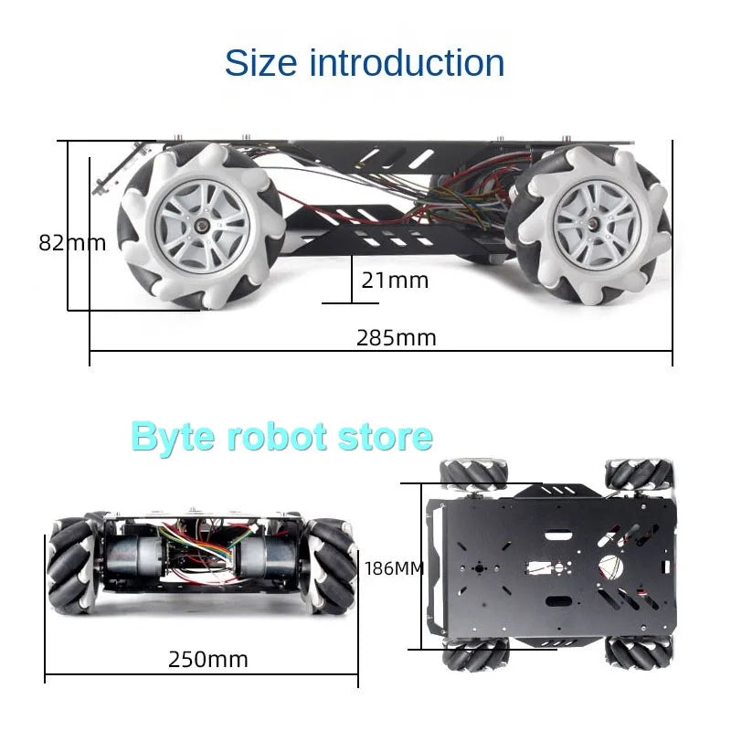 عجلة ميكانوم V3 حمولة 25 كجم لخزان RC مع هيكل سيارة روبوت بمحرك 12 فولت لمجموعة أدوات روبوت Arduino DIY UNO/ESP32 PS2 القابلة للبرمجة