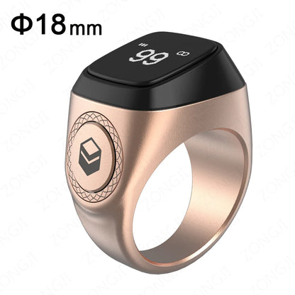 IQibla M02 Metal Alloy Tasbih Smart Ring for Muslims Tasbeeh Digital Zikr Counter 5 Prayer Time Reminder Bluetooth Waterproof