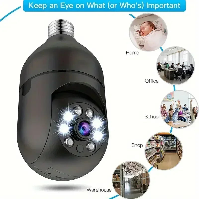 E27 Bulb 2.4G Wifi Surveillance Camera – APP-Controlled Rotation & Full Color Night Vision