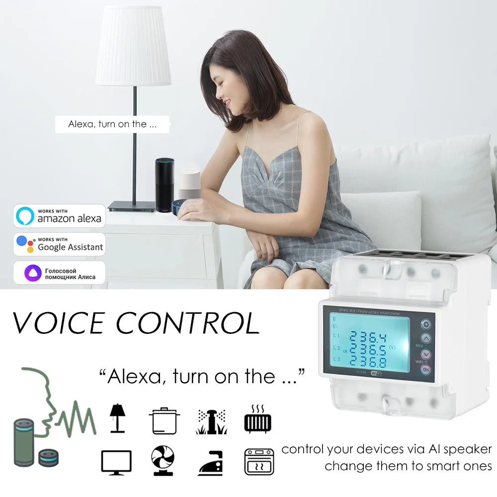 Tuya WiFi Smart 3-Phase 380V 100A Bi-Directional Energy Meter