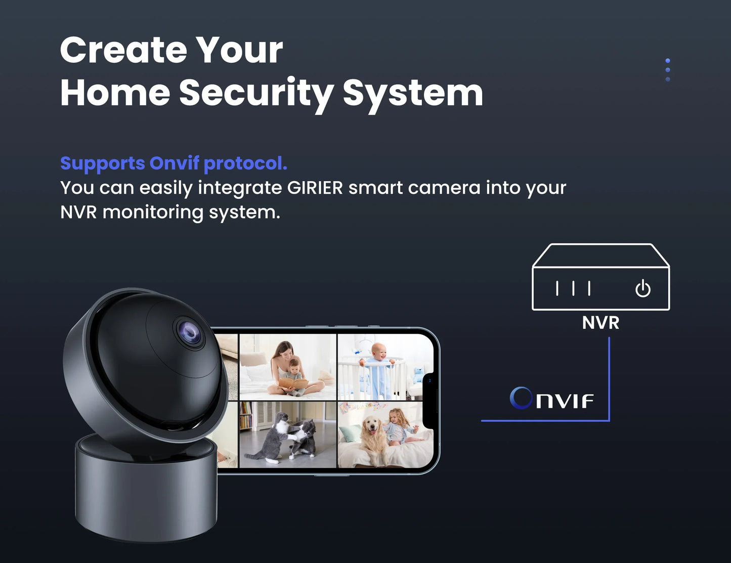 GIRIER Tuya WiFi Smart Security Camera – 3MP Indoor IP Camera with Pan Tilt, Motion Tracking, Two-way Talk, Works with Alexa