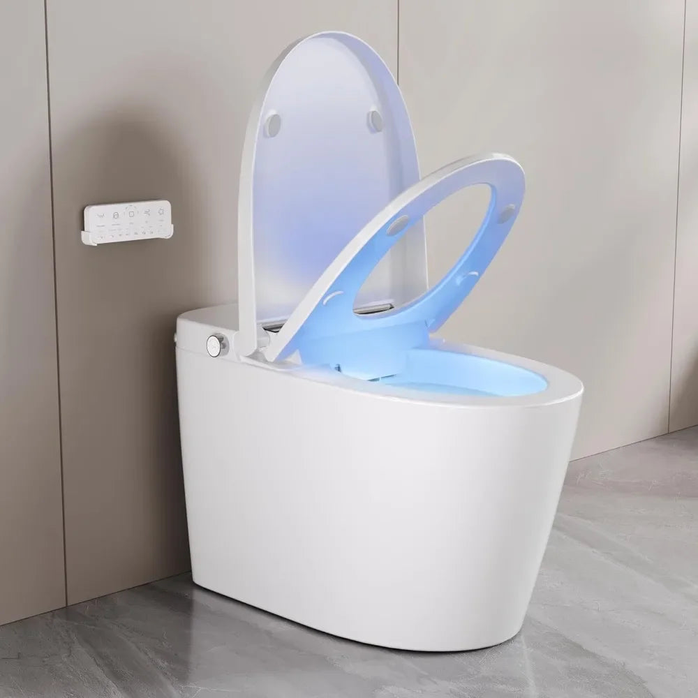 Elongated Smart Toilet with Auto Flush & Heated Seat – Foot Kick Operation & Night Light