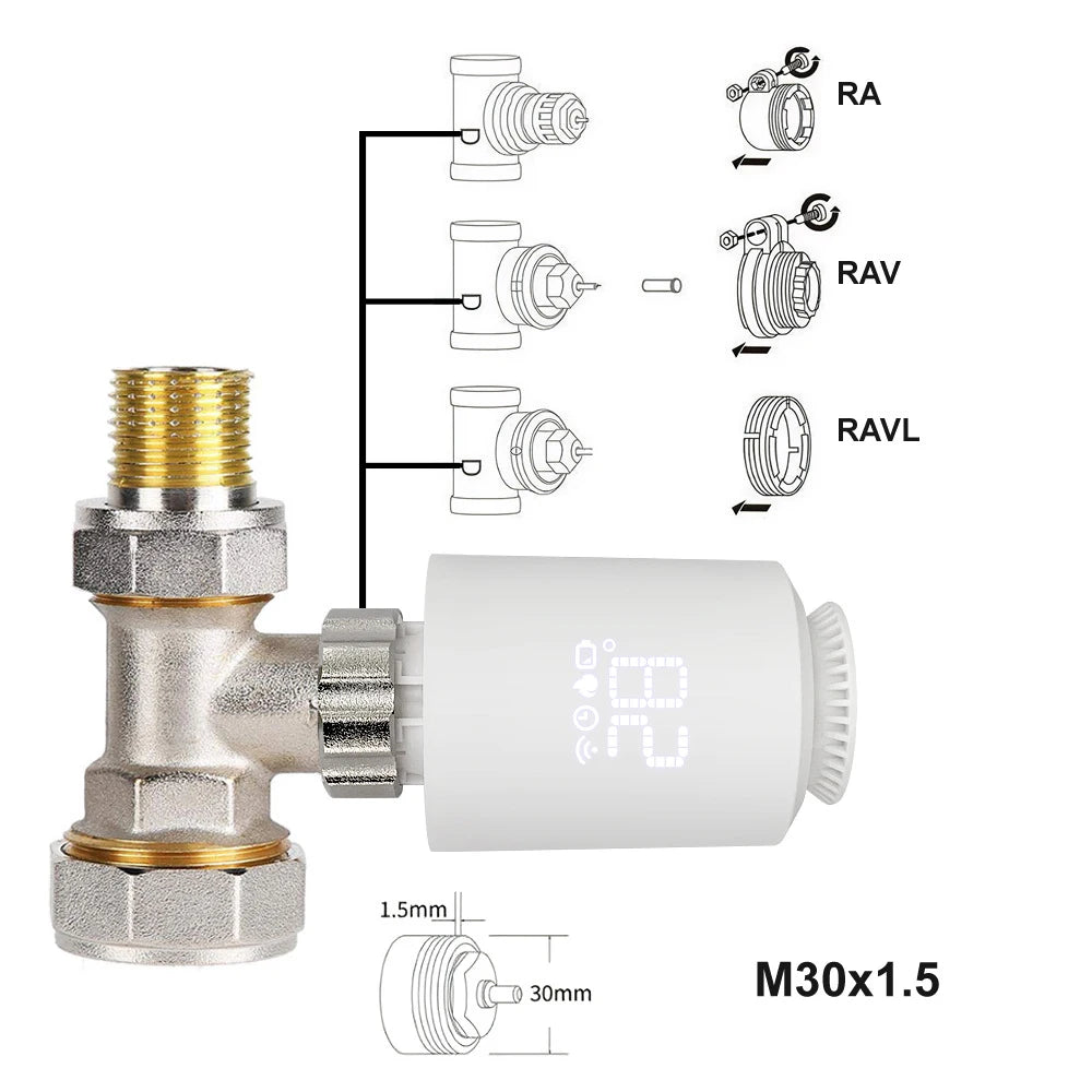 Tuya Smart ZigBee TRV Radiator Actuator Valve Thermostatic Radiator Valve Temperature Controller – Works with Alexa & Google Home