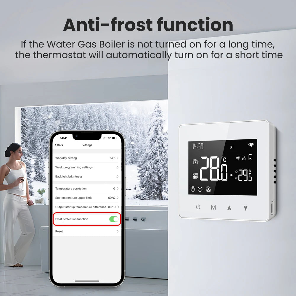 AVATTO Tuya WiFi/ZigBee Smart Thermostat Low Power Battery Water Gas Boiler Temperature Controller For Alexa, Google Home, Alice