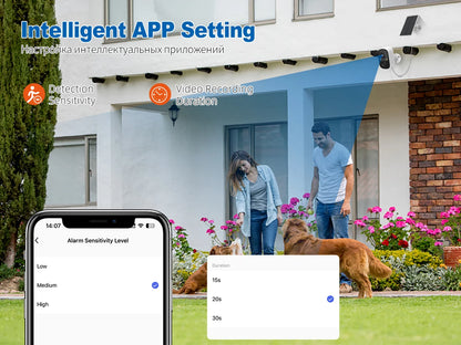 Techage 3MP Solar-Powered Wireless Security Camera – AI Human Detection & Two-Way Audio