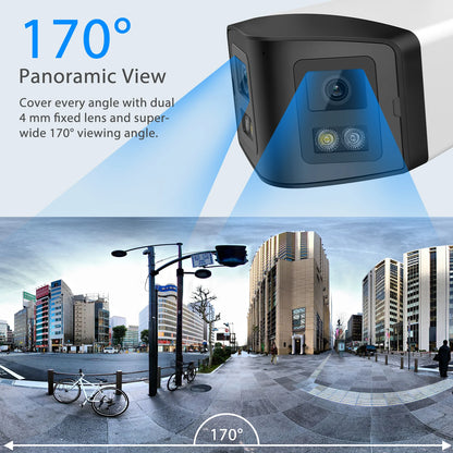 VIKYLIN 180° Panoramic View 4MP Dual-Lens PoE Security IP Camera CCTV Home Outdoor Video Surveillance