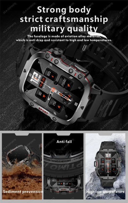 2025 Military Smart Watch for Men | IP68 Waterproof, 1.81" Screen, Fitness Tracker, BT Call, Outdoor Sports