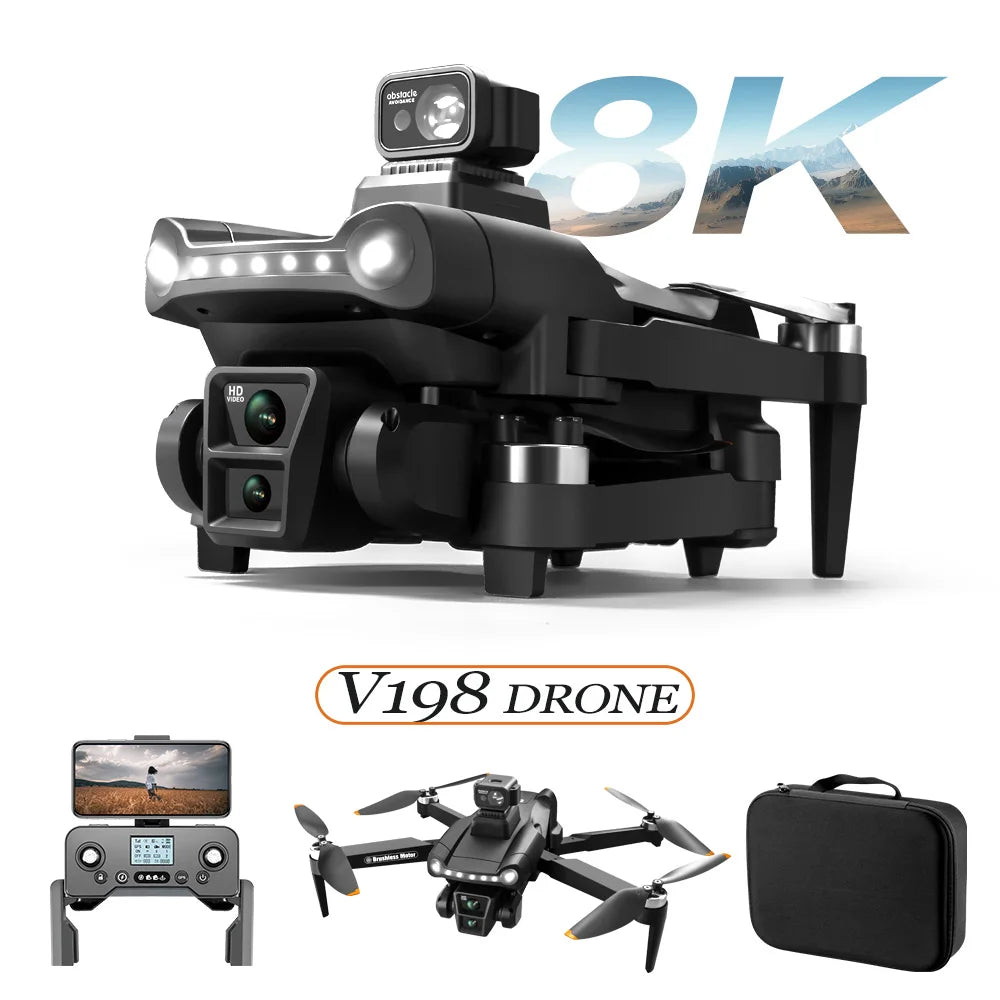 V198 GPS Drone For Xiaomi with 8K Professional HD Camera, 5G WiFi, Obstacle Avoidance, Optical Flow, Brushless, Foldable Quadcopter