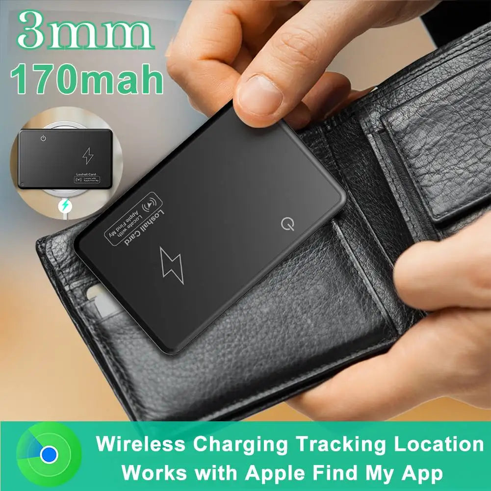 Wallet Tracker Card Wireless Charging Tracking Location GPS Locator Smart Tag for iPhone