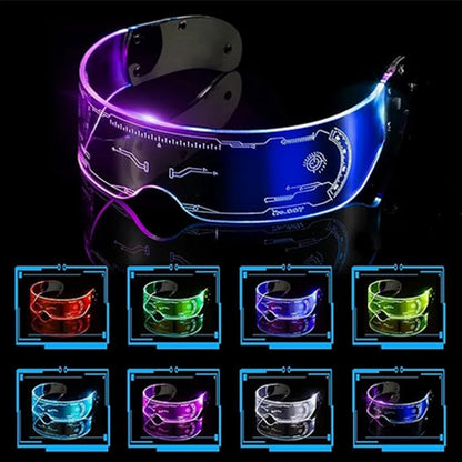 LED Visor Glasses – Light Up Cyberpunk Sunglasses for New Year, Robot Cosplay, and Parties