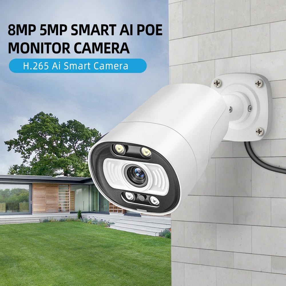 Techage 8MP/5MP 4K POE IP Camera – AI Human Detection & Two-Way Audio