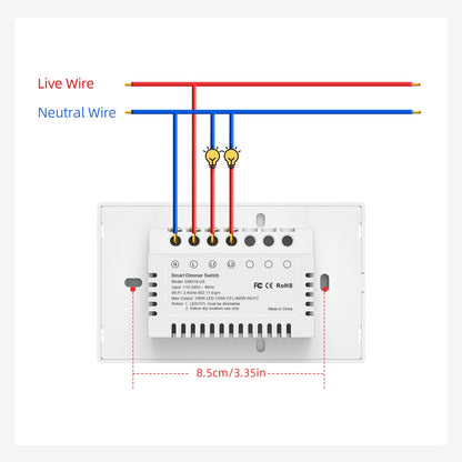 AVATTO Tuya WiFi Smart Dimmer Switch 1/2 Gang Dimmer Light Switch Touch Panel APP Remote Control for Alexa, Google Home