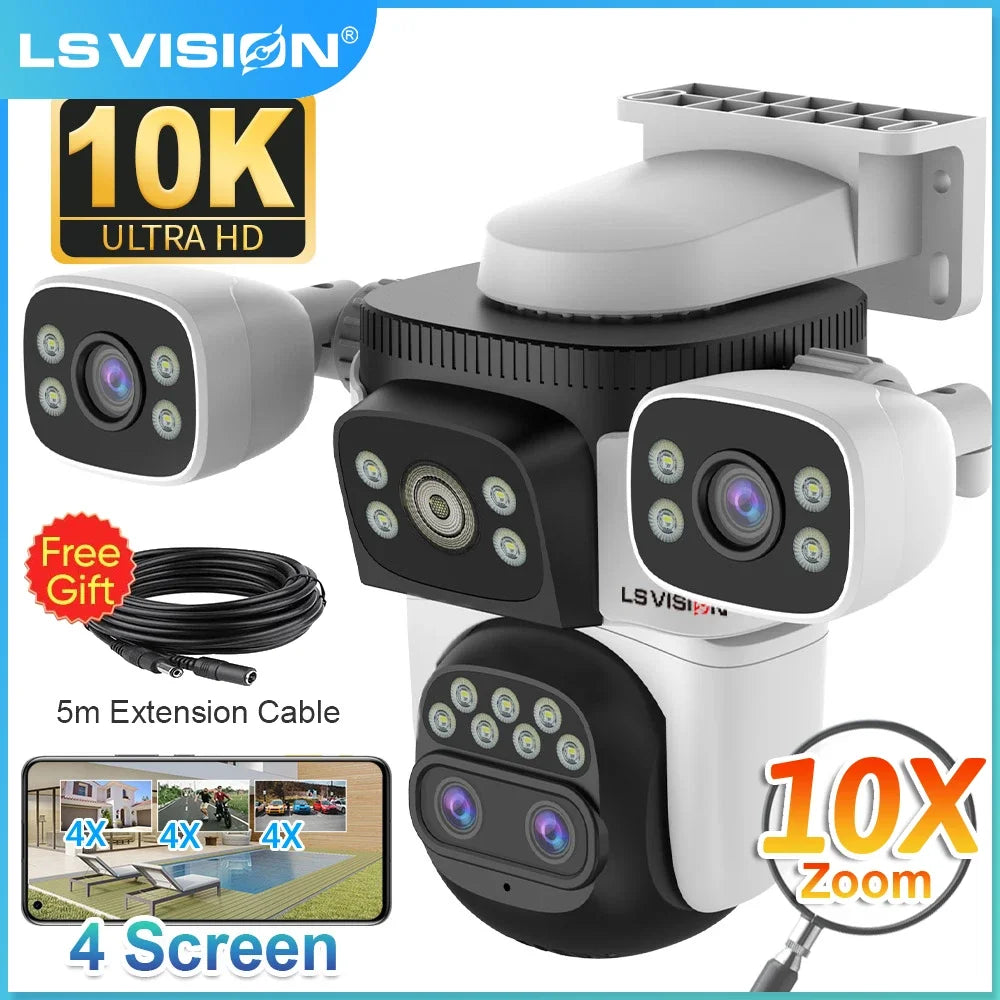 LS VISION 20MP Outdoor WiFi6 PTZ Camera with 10X Zoom, 720° Auto Tracking, IP66 Waterproof